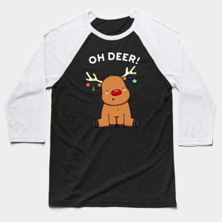 Oh Deer Cute Christmas Reindeer Pun Baseball T-Shirt